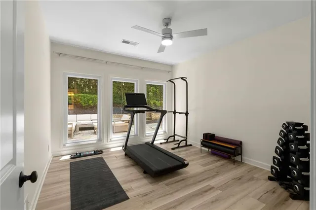 a view of a room with gym equipment