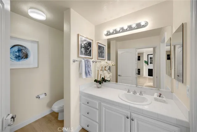 a bathroom with a toilet a sink and mirror