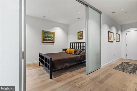 a view of a hallway with workspace