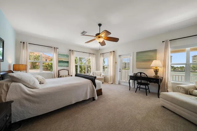 an aerial view of a house with a garden space