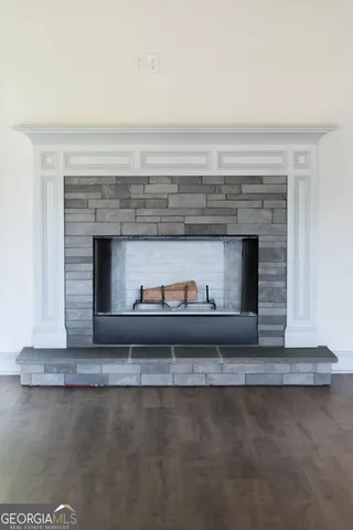 a close view of a fireplace