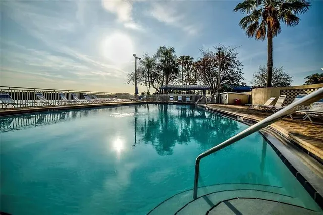 an outdoor space with patio furniture
