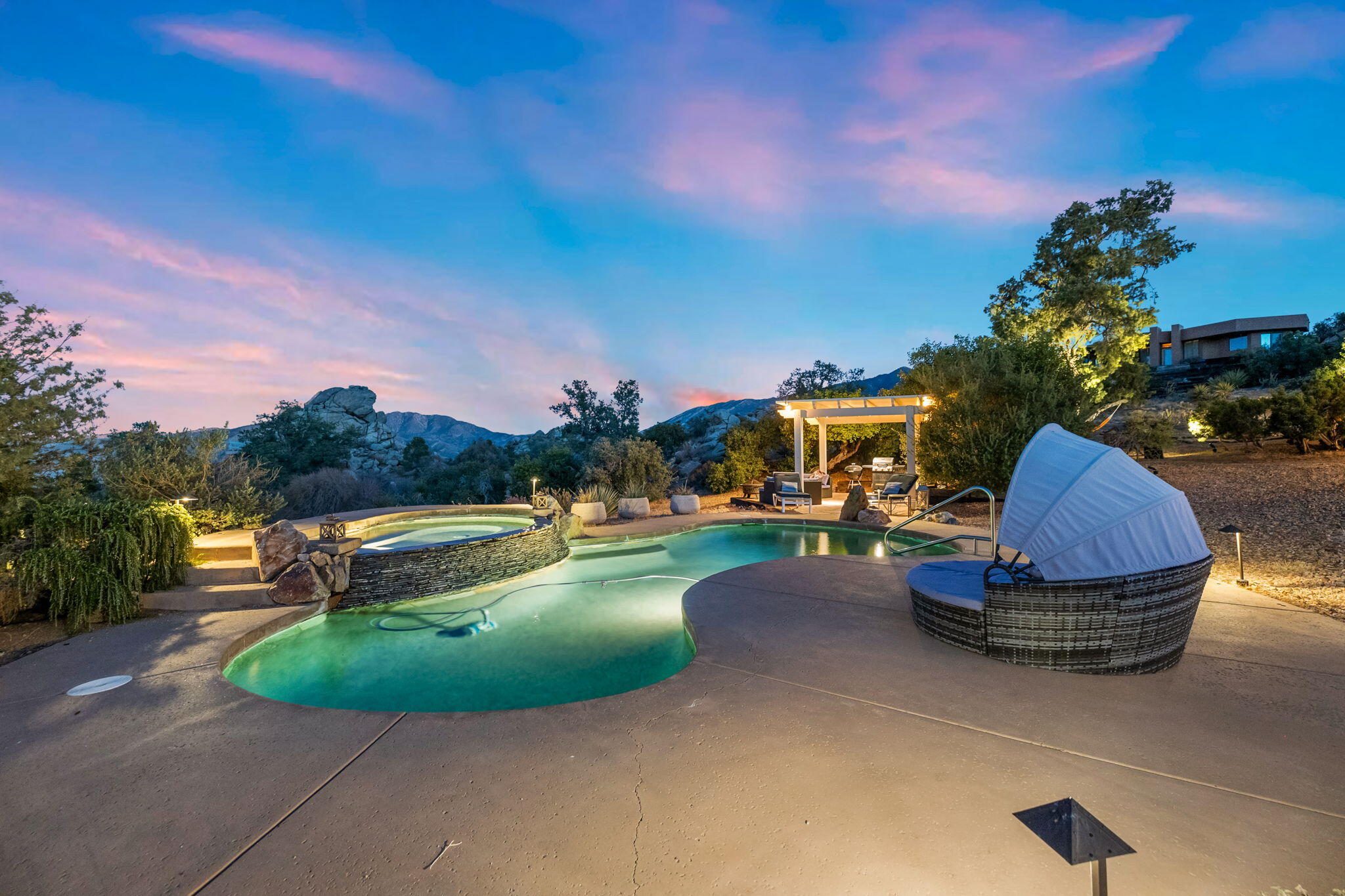 60150 Santa Rosa Road Mountain Center, CA 92561 - Photo 33 of 62 a swimming pool with outdoor seating and garden