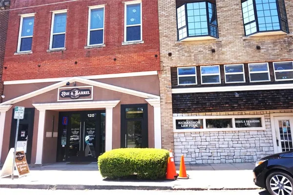 a front view of a building