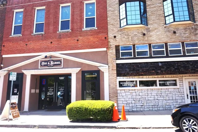 a front view of a building