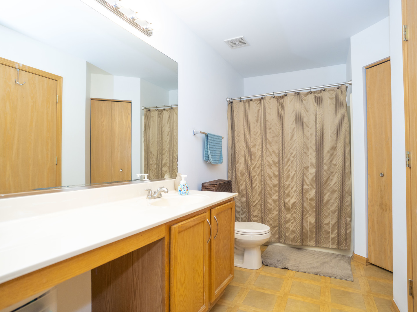 1717 Caton Ridge Drive Plainfield, IL 60586 - Photo 40 of 44 a bathroom with a sink a toilet and shower curtain
