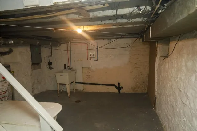 a view of a room with racks on the wall