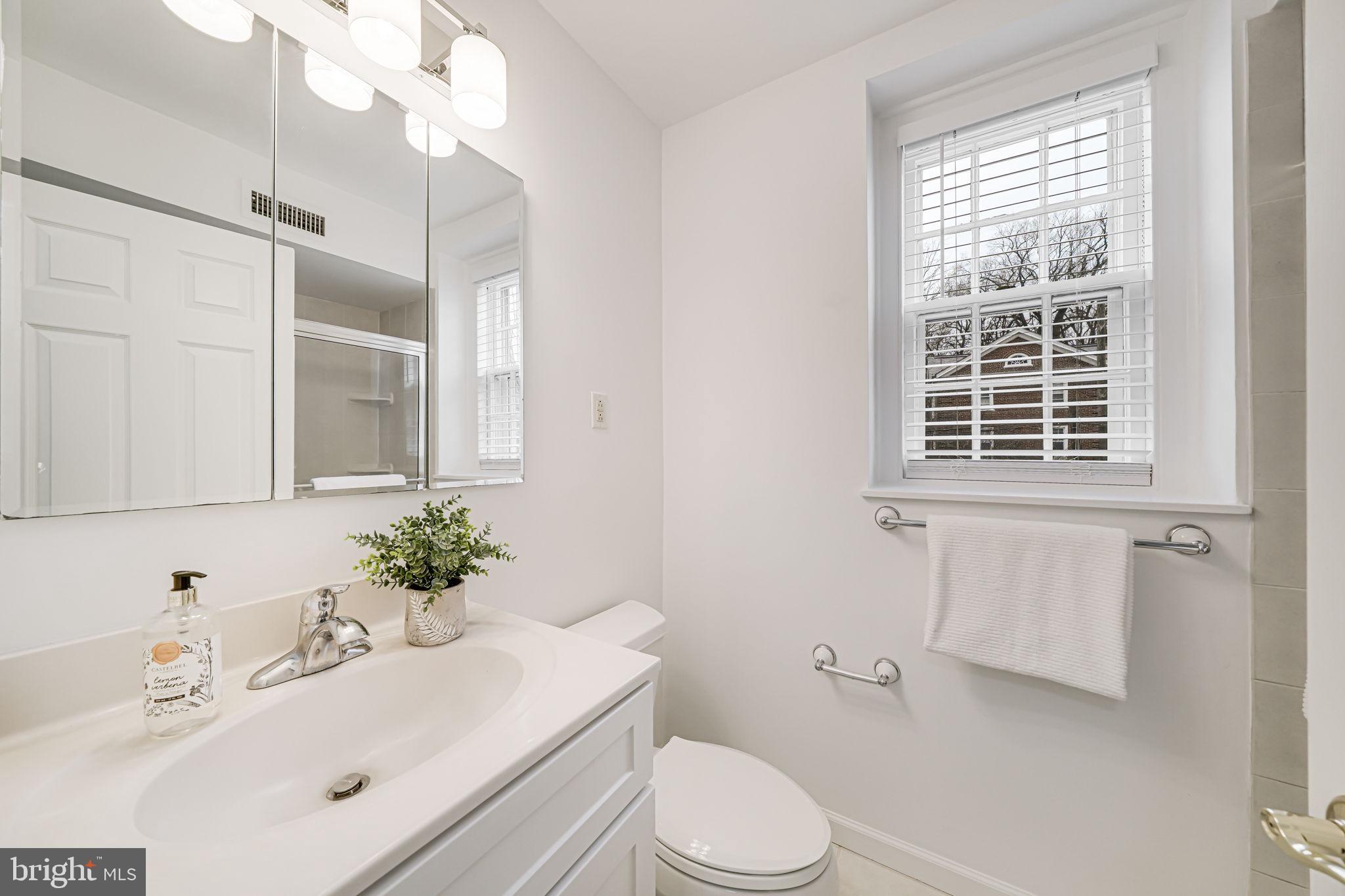3701 39th Street Northwest, Unit A181 Washington, DC 20016 - Photo 19 of 68 a bathroom with a sink a toilet and shower