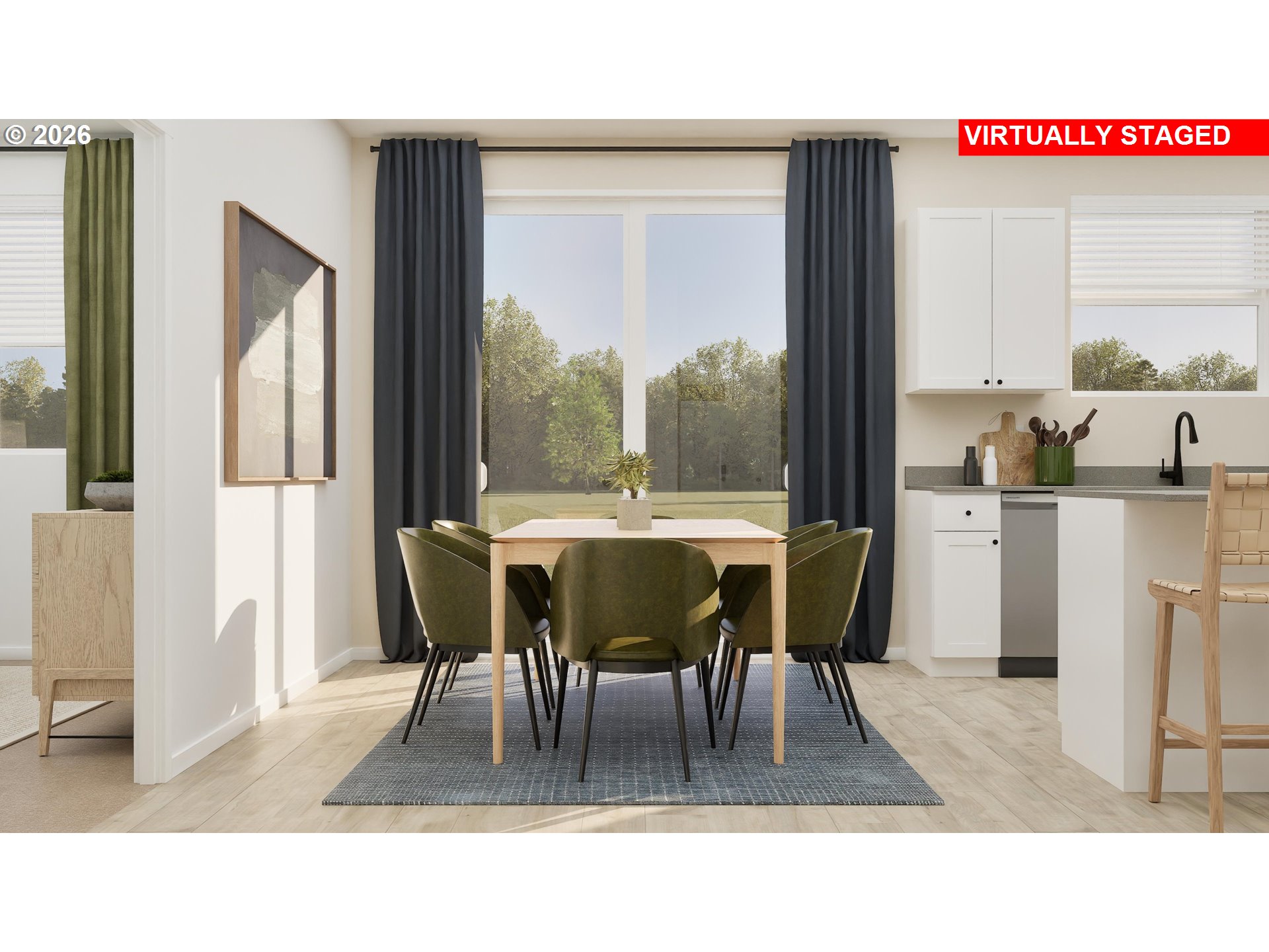 1042 Clemson Street Gervais, OR 97026 - Photo 5 of 13 a dining room with furniture a rug and a floor to ceiling window