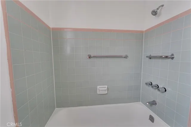 a bathroom with a bathtub