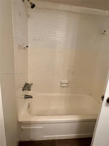 a bathroom with a bathtub