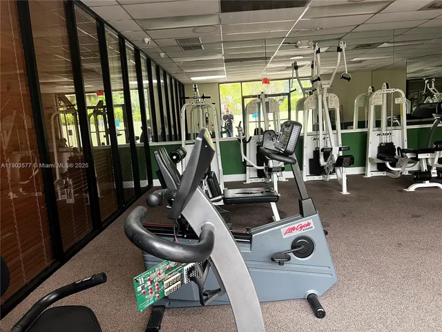 a room with gym equipment