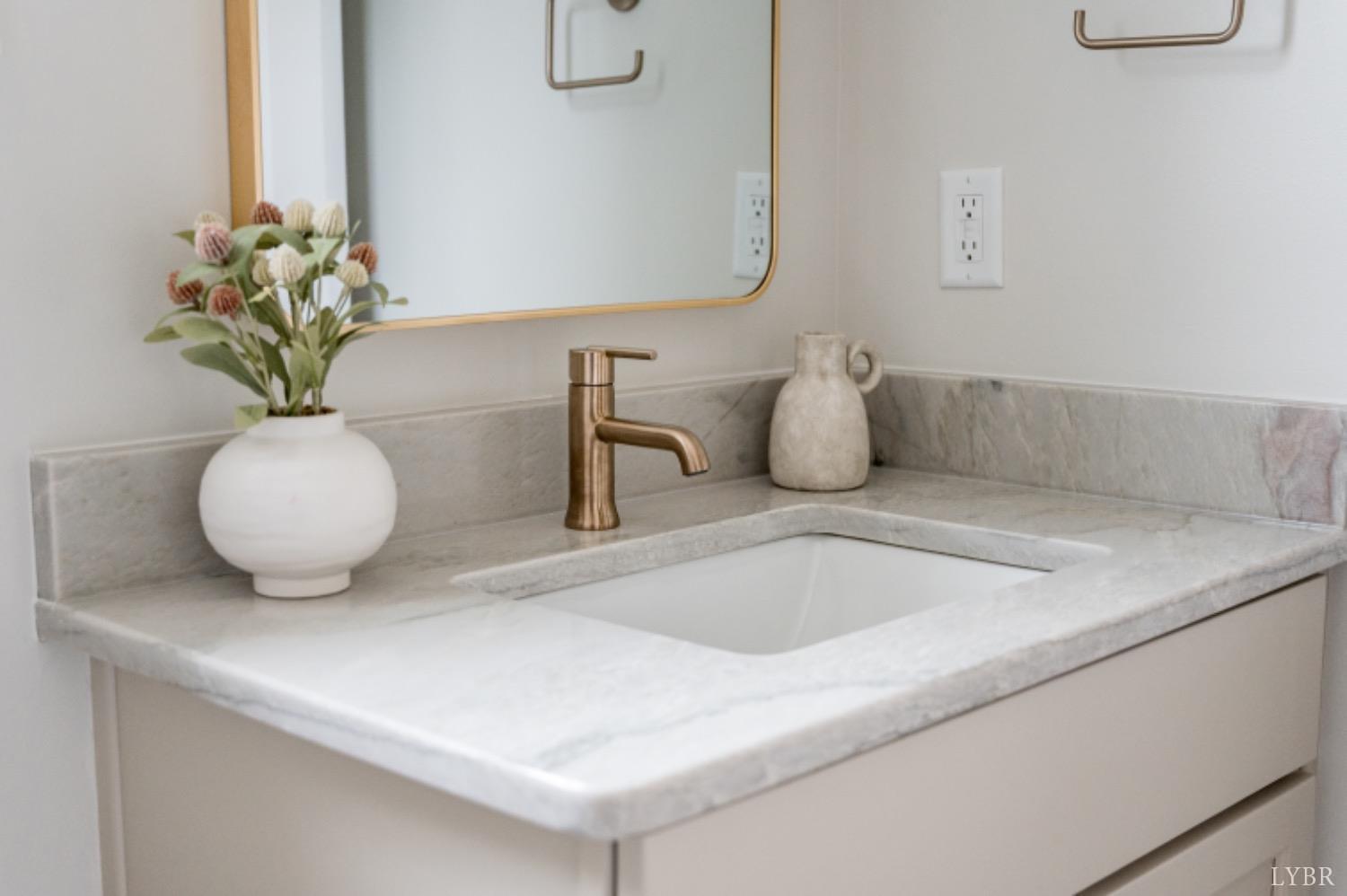 240 Ned Brown Road Amherst, VA 24521 - Photo 34 of 53 a bathroom sink with a granite countertop potted plant