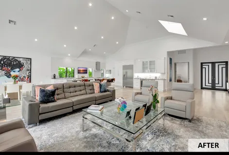 a living room with furniture and a couch