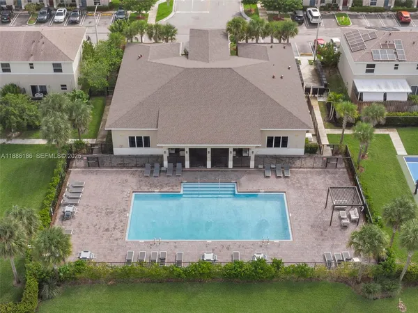 an aerial view of a house