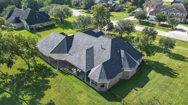 an aerial view of a house