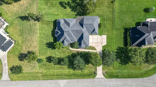 an aerial view of a house