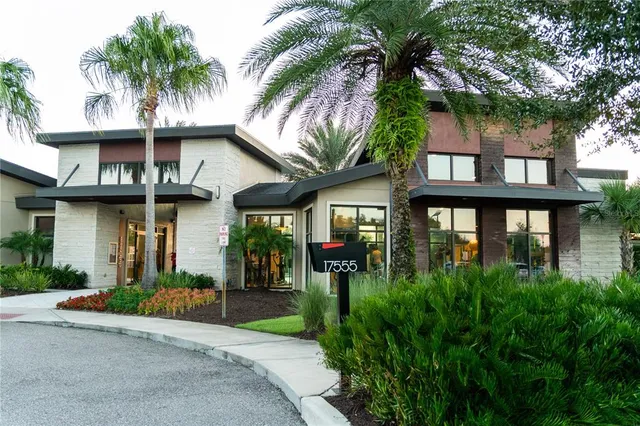 an aerial view of a swimming pool