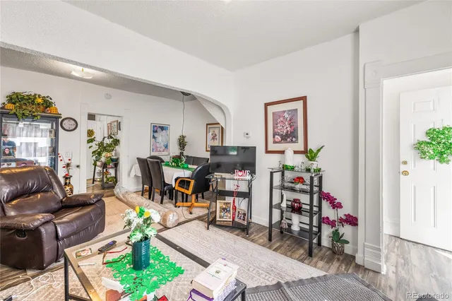 a living room filled with furniture and a potted plant