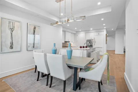 a view of a dining room and livingroom view