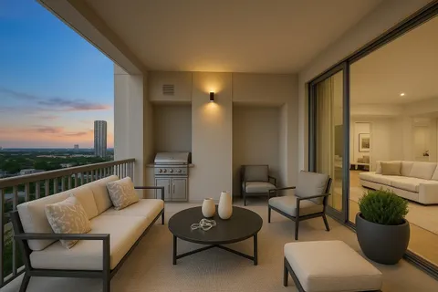 a living room with furniture and a view of garden