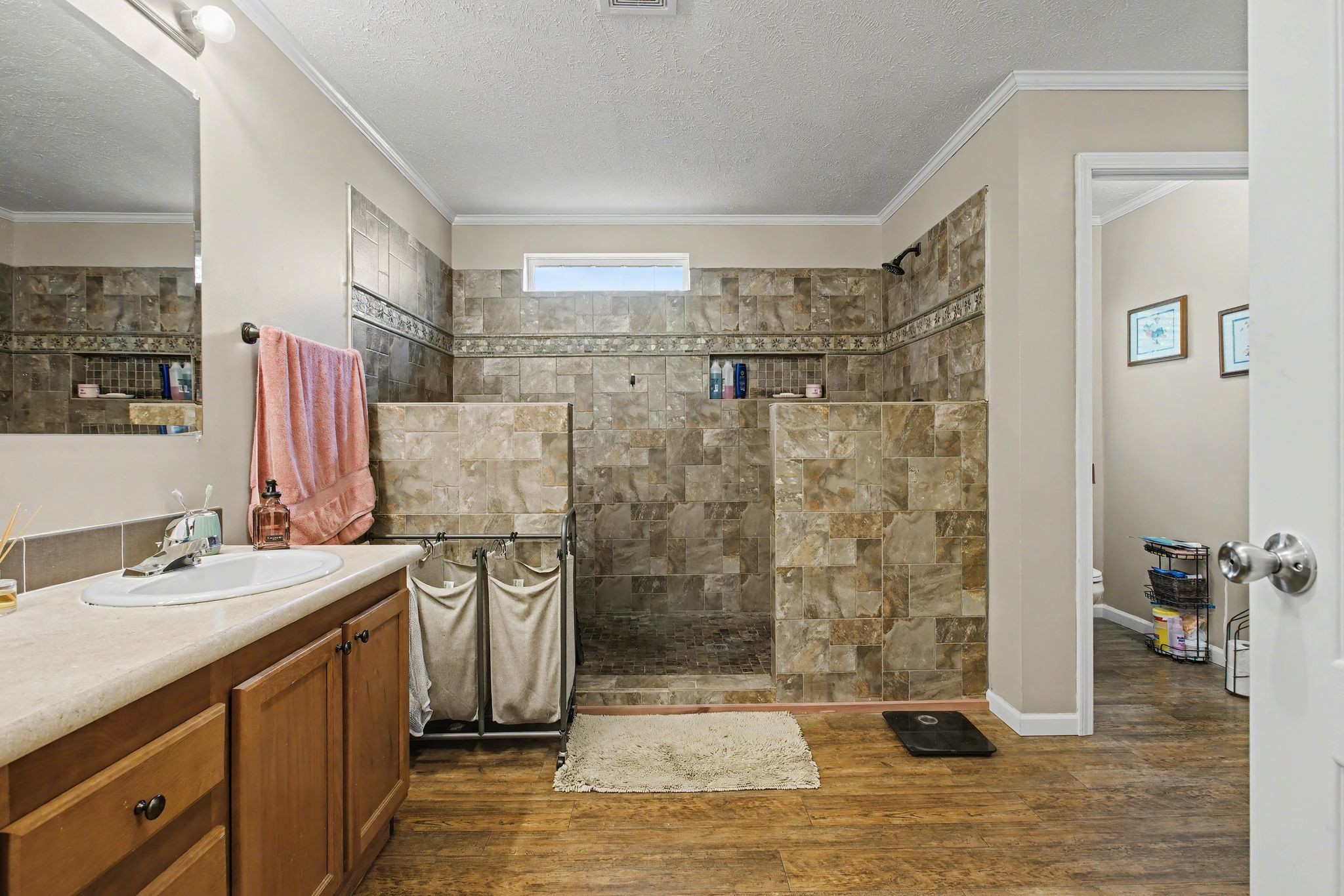 10878 Highway 7 Primm Springs, TN 38476 - Photo 28 of 37 a bathroom with a sink a mirror and shower