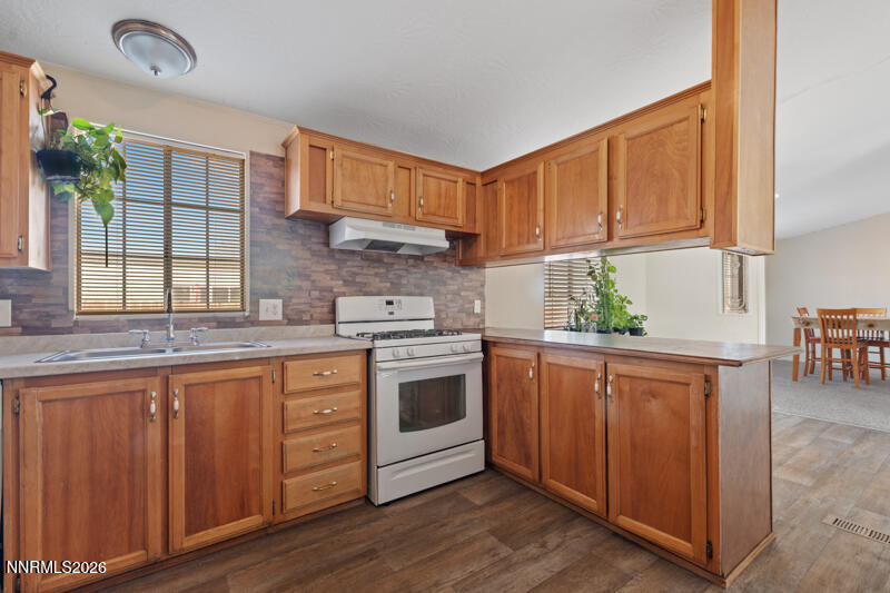 2575 Tonopah Street Silver Springs, NV 89429 - Photo 8 of 22 a kitchen with stainless steel appliances granite countertop a stove a sink dishwasher and a refrigerator