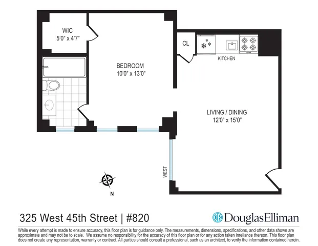 $570,000 | 325 West 45th Street, Unit 820 | Hell's Kitchen