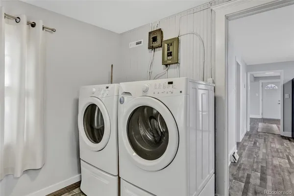 a utility room with dryer and washer