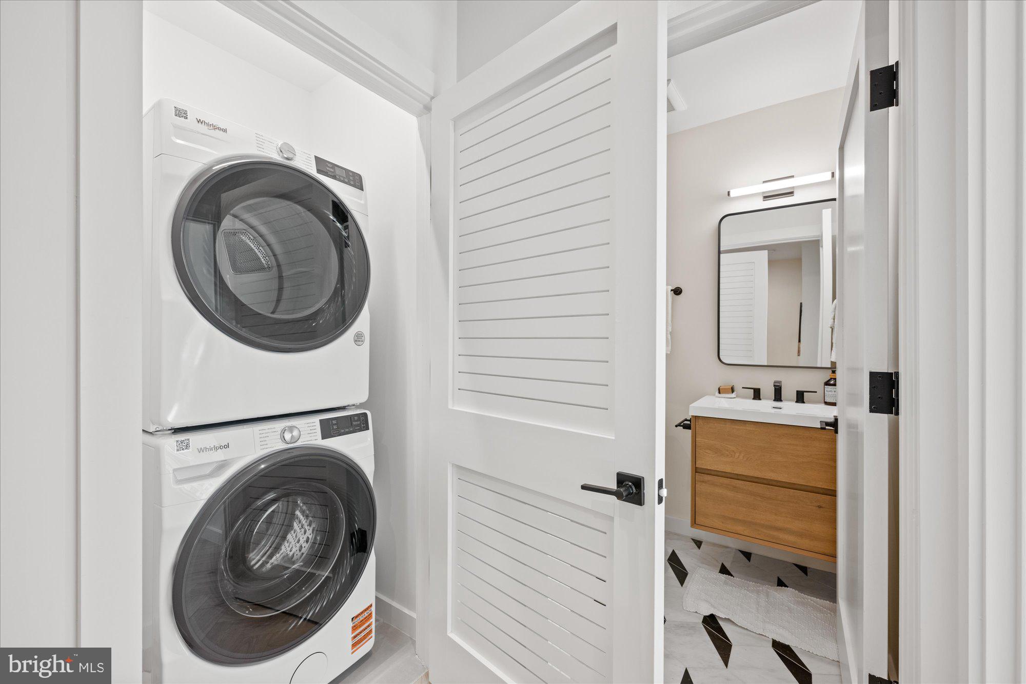 1319 R Street Northwest, Unit 2100 Washington, DC 20009 - Photo 33 of 36 a view of a storage and utility room with washer and dryer