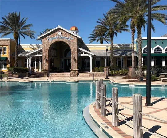 a front view of a building with lake view