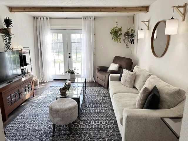 a living room with furniture