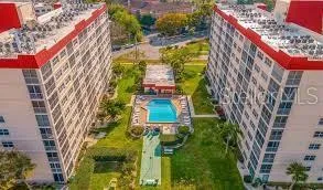 a bird view of tall buildings