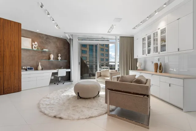 a view of a balcony with a patio