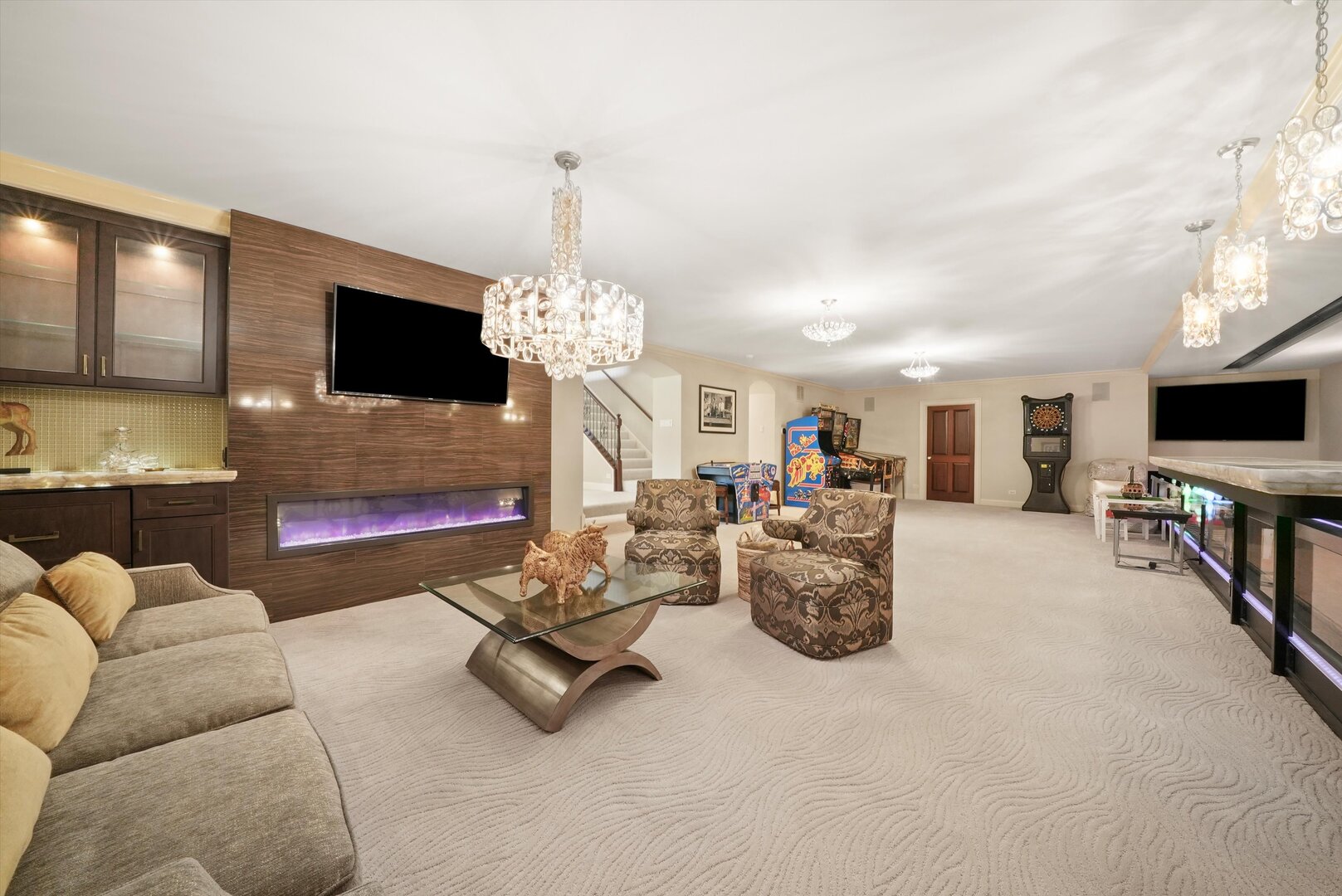 80 Geneva Court Inverness, IL 60010 - Photo 22 of 62 a living room with furniture a flat screen tv and a fireplace