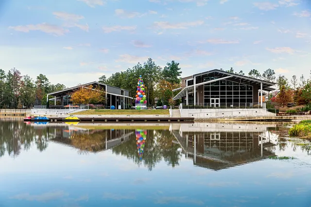 a view of a lake with a house