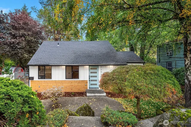 front view of a house with a yard