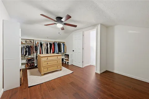 a view of workspace with wooden floor