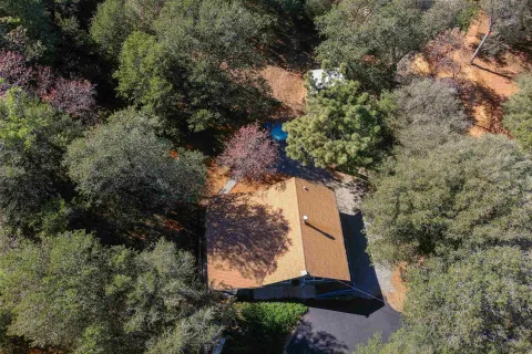 an aerial view of a house
