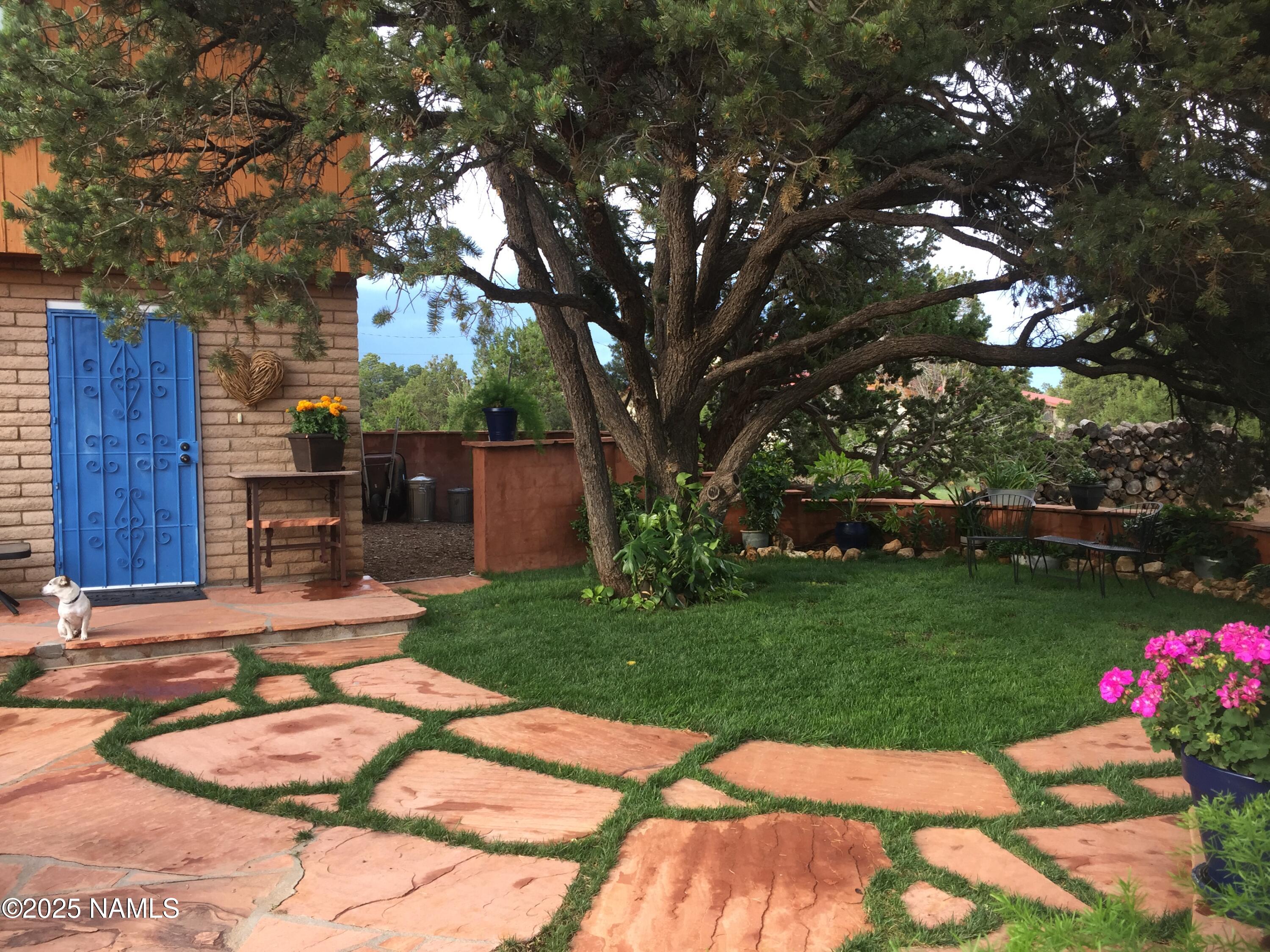 5966 East Camden Road Flagstaff, AZ 86004 - Photo 64 of 70 a view of a backyard with sitting area furniture and garden
