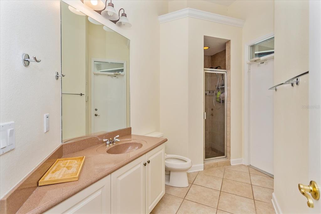 10606 Boca Pointe Drive Orlando, FL 32836 - Photo 24 of 39 a bathroom with a granite countertop sink a toilet and shower