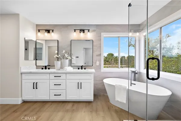 an aerial view of a house with a garden