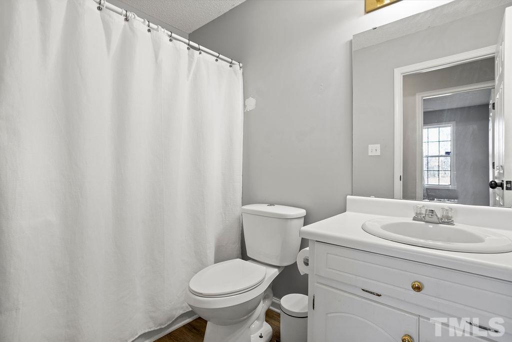 7929 Flower Hill Road Middlesex, NC 27557 - Photo 20 of 28 a bathroom with a sink a toilet and a mirror