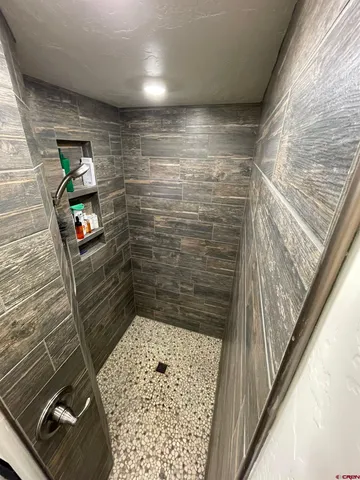a bathroom with a shower