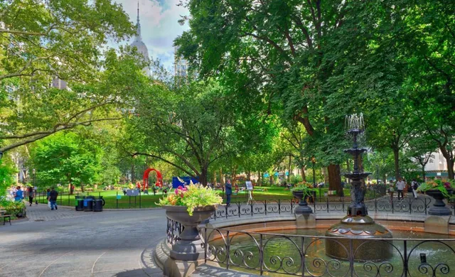 a front view of a building with street view