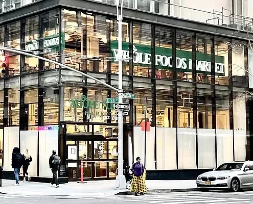 a view of street with sitting area