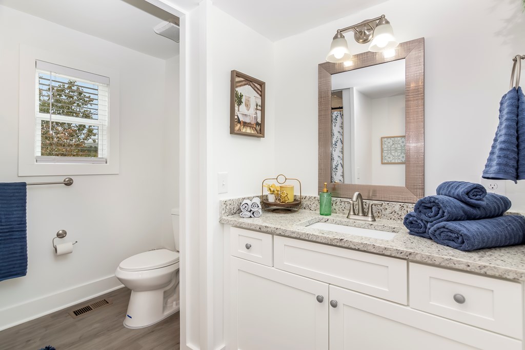 587 Oak Trace East Jasper, GA 30143 - Photo 5 of 47 a bathroom with a toilet a sink and mirror