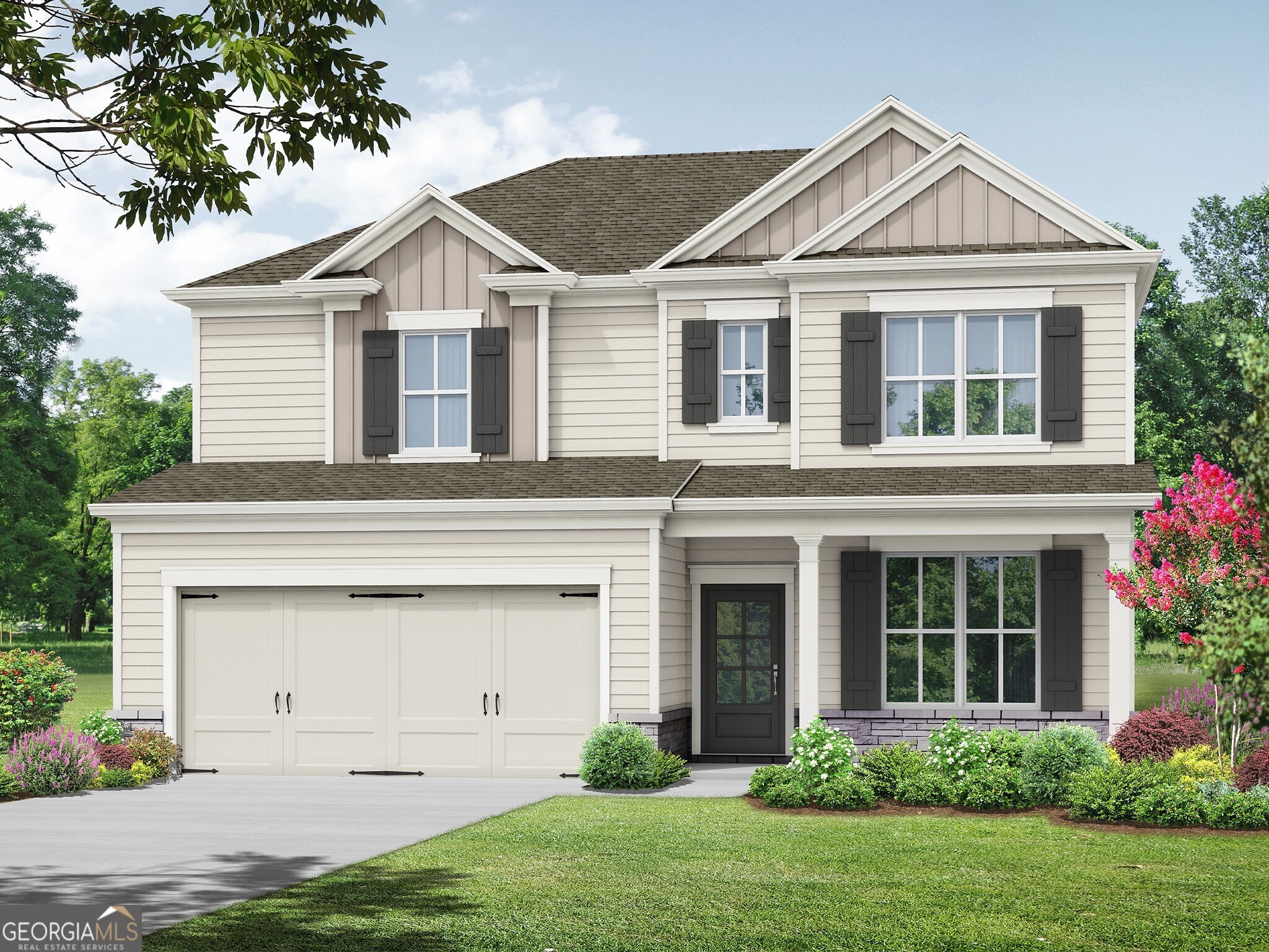 front view of a house with a yard