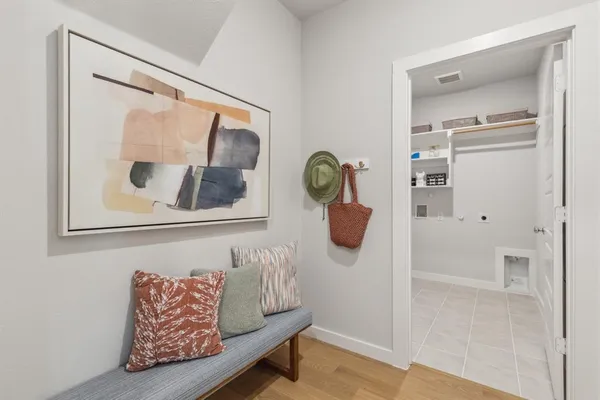 a view of an empty walk in closet
