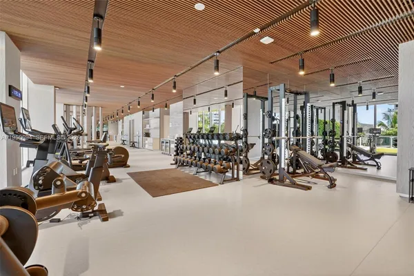 a view of a room with gym equipment